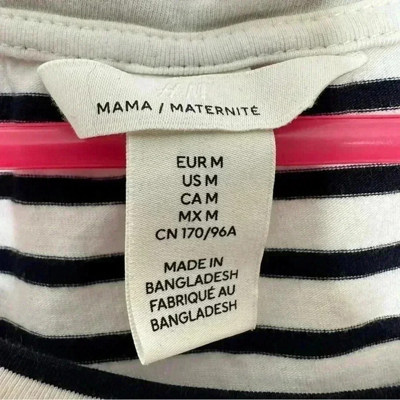 H&M  Mama Maternity Shirt Striped White & Black Size Medium - Picture 2 of 16